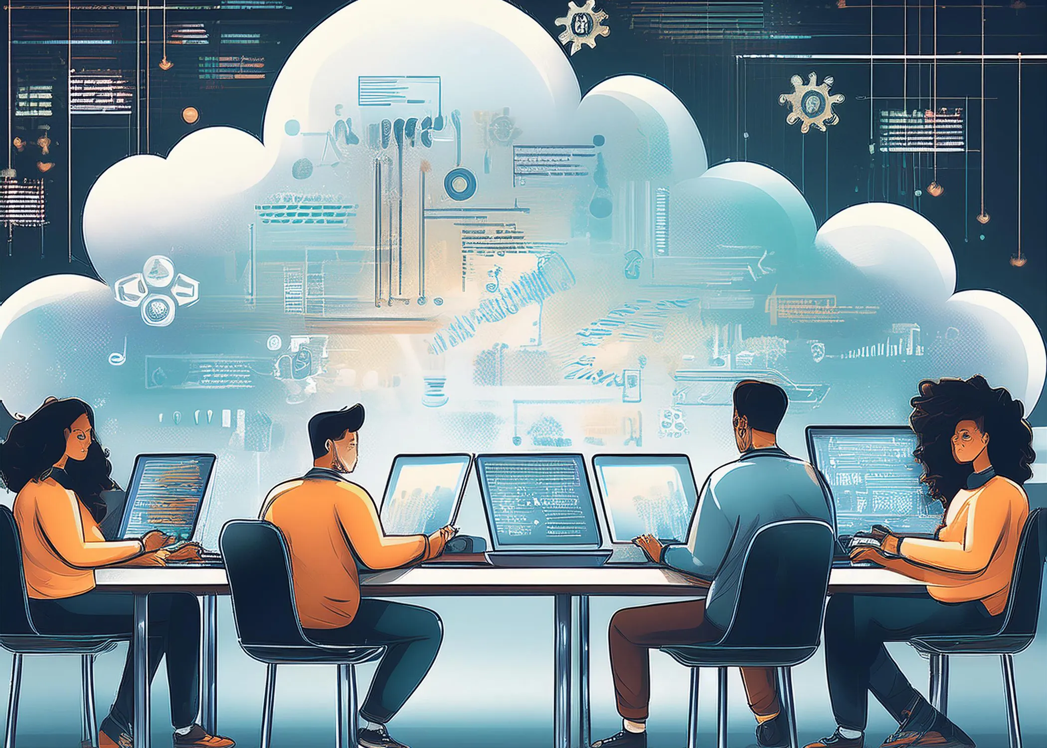 Team collaborating on a project